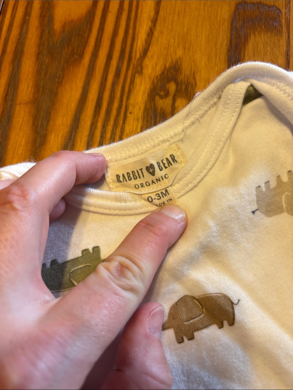 Rabbit & Bear Org Neutral Elephant & Checkered One-Piece Bodysuits - Pack of 2 - Picture 3 of 10